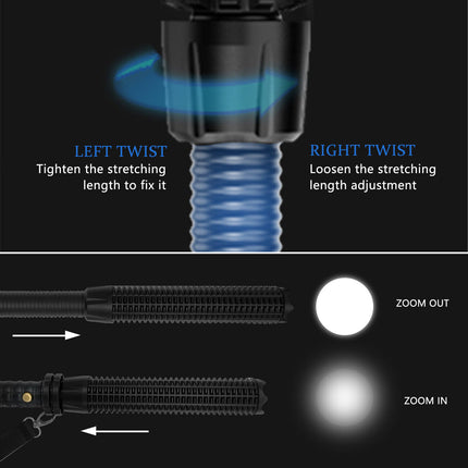 Baseball LED Flashlight Rechargeable Zoom Police Security Torch Baton Lamp Light 3