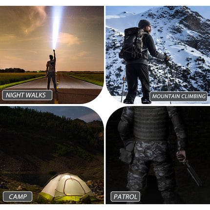 Baseball LED Flashlight Rechargeable Zoom Police Security Torch Baton Lamp Light 7