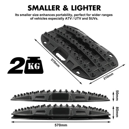 X-BULL Mini Recovery Tracks Traction Boards Sand Mud Snow 4WD 4x4 Vehicle 1 Pair Black 4