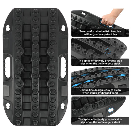 X-BULL Mini Recovery Tracks Traction Boards Sand Mud Snow 4WD 4x4 Vehicle 1 Pair Black 10