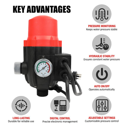 ETOSHA Water Pressure Pump Controller Auto Switch Control Electric BLACK 4