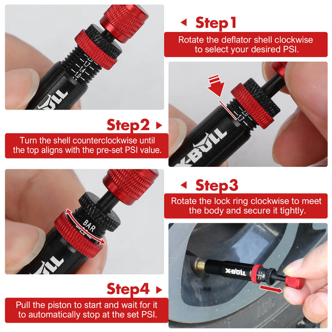 X-BULL 4PCS Tyre Deflators Air Quick Deflator Adjustable 10~30 PSI Tire Valve 2