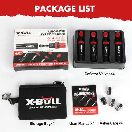 X-BULL 4PCS Tyre Deflators Air Quick Deflator Adjustable 10~30 PSI Tire Valve 3