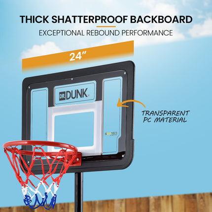 DR. DUNK Portable Kids Basketball Hoop Stand System, 1.15m to 1.60m Height Adjustable 2