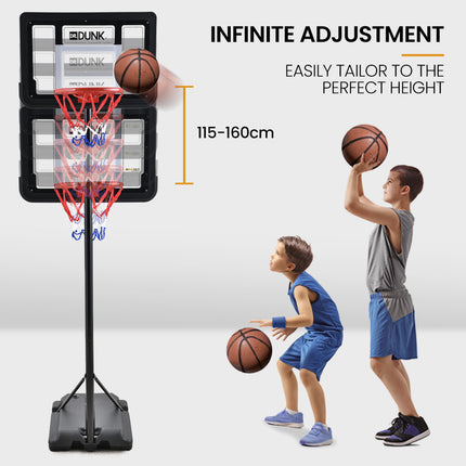 DR. DUNK Portable Kids Basketball Hoop Stand System, 1.15m to 1.60m Height Adjustable 4