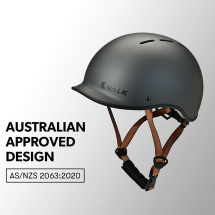 Valk Retro Bike Helmet, 56-61cm S, M, L Universal Dial Fit System, Charcoal 3
