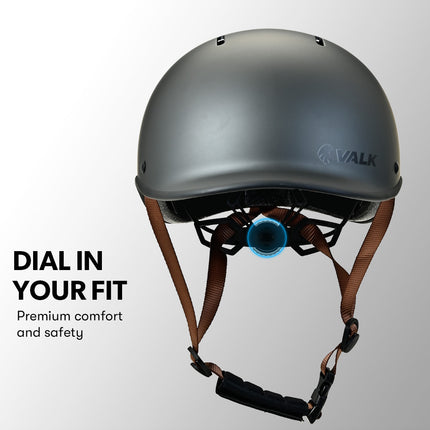 Valk Retro Bike Helmet, 56-61cm S, M, L Universal Dial Fit System, Charcoal 5