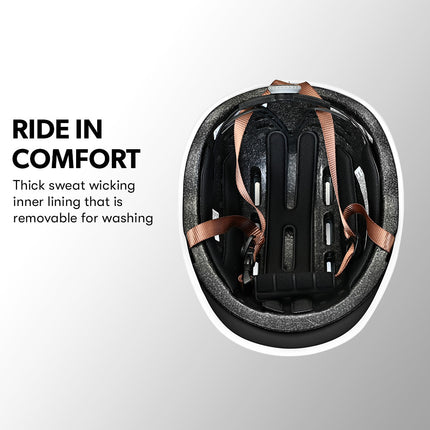 Valk Retro Bike Helmet, 56-61cm S, M, L Universal Dial Fit System, Jet Black 2