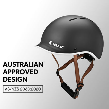 Valk Retro Bike Helmet, 56-61cm S, M, L Universal Dial Fit System, Jet Black 3