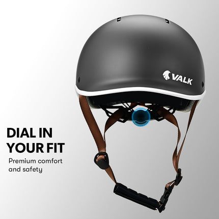Valk Retro Bike Helmet, 56-61cm S, M, L Universal Dial Fit System, Jet Black 5