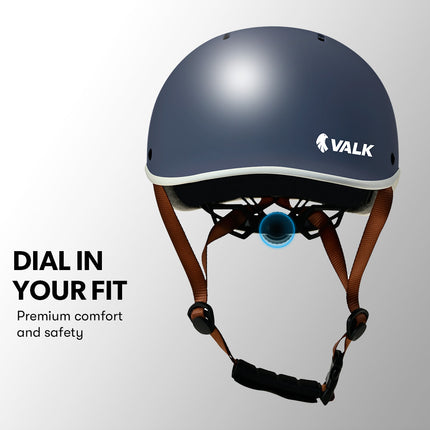 VALK Retro Bike Helmet, 56-61cm S, M, L Universal Dial Fit System, Shadow Navy 5
