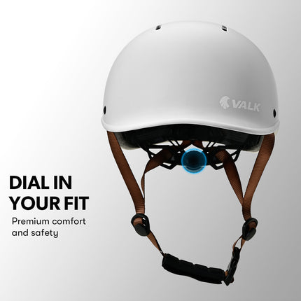 Valk Retro Bike Helmet, 56-61cm S, M, L Universal Dial Fit System, Arctic White 5