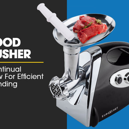 EUROCHEF Electric Meat Grinder, Stainless Steel Mincer Sausage Filler Kibbe Maker, Black 4
