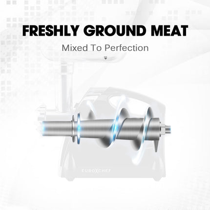 EUROCHEF Electric Meat Grinder, Stainless Steel Mincer Sausage Filler Kibbe Maker, Red 6
