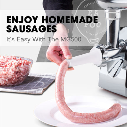 EUROCHEF Electric Meat Grinder, Stainless Steel Mincer Sausage Filler Kibbe Maker, Red 7