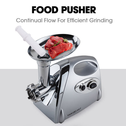 EUROCHEF Electric Meat Grinder, Stainless Steel Mincer Sausage Filler Kibbe Maker, Silver 4