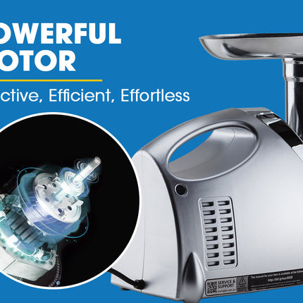 EUROCHEF Electric Meat Grinder, Stainless Steel Mincer Sausage Filler Kibbe Maker, Silver 8