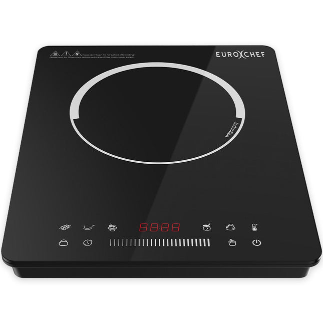 EUROCHEF Induction Benchtop Cooktop, 2000W, 9 Heat Levels, Fast Electric Portable Cooker, Touch Controls with Slider