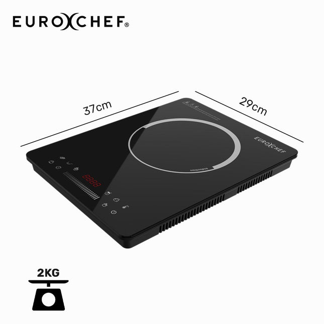 EUROCHEF Induction Benchtop Cooktop, 2000W, 9 Heat Levels, Fast Electric Portable Cooker, Touch Controls with Slider 2