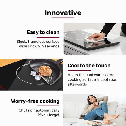 EUROCHEF Induction Benchtop Cooktop, 2000W, 9 Heat Levels, Fast Electric Portable Cooker, Touch Controls with Slider 9