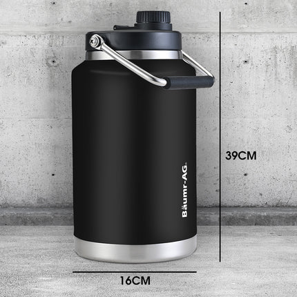 BAUMR-AG 3.8L Double Wall Insulated Stainless Steel Water Bottle, Drink Jug with Handle, Black 2