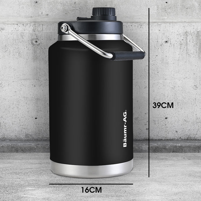 BAUMR-AG 3.8L Double Wall Insulated Stainless Steel Water Bottle, Drink Jug with Handle, Black 2