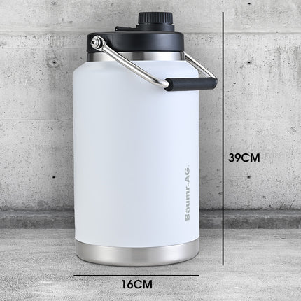 Baumr-AG 3.8L Double Wall Insulated Stainless Steel Water Bottle, Drink Jug with Handle, White 2