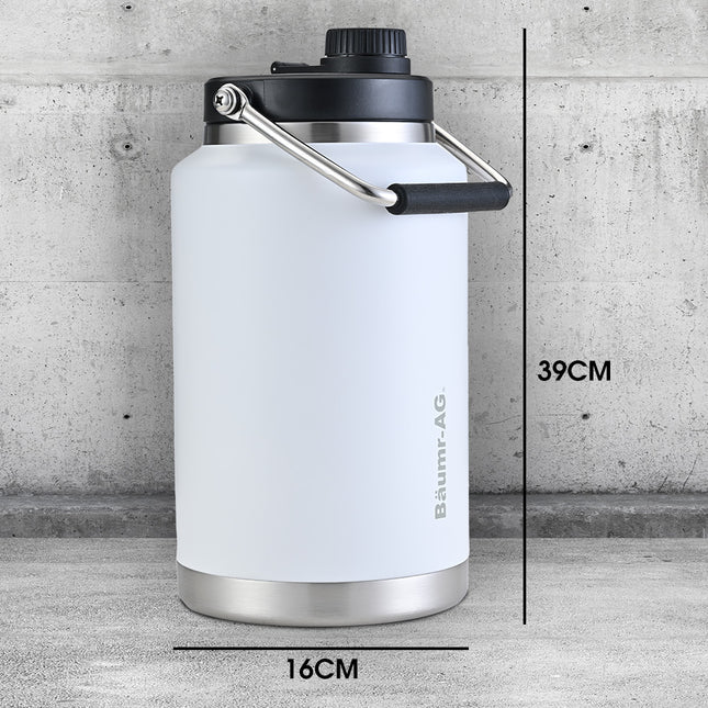 Baumr-AG 3.8L Double Wall Insulated Stainless Steel Water Bottle, Drink Jug with Handle, White 2