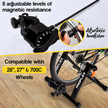 PROFLEX Indoor Bicycle Trainer - Bike Cycling Stationary Magnetic Stand Training 6