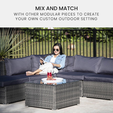 LONDON RATTAN Outdoor Wicker Coffee Table Patio Furniture 1 Piece, Grey 5
