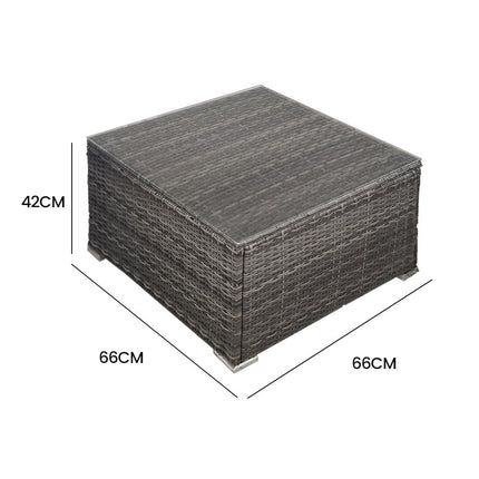 LONDON RATTAN Outdoor Wicker Coffee Table Patio Furniture 1 Piece, Grey 6