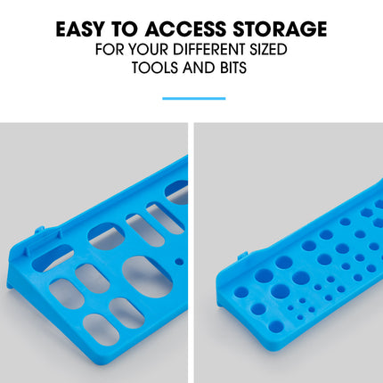 BAUMR-AG 69pc Wall Mounted Parts Bin Rack with Tool Holders - Blue 5