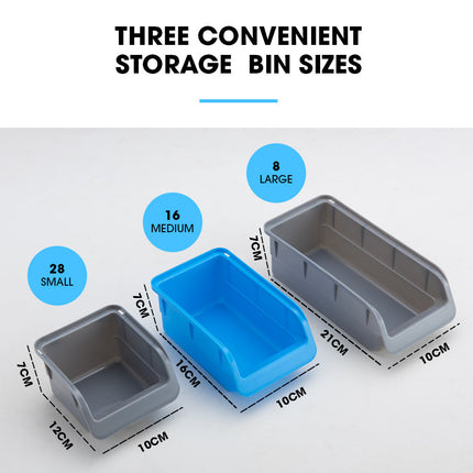 BAUMR-AG 69pc Wall Mounted Parts Bin Rack with Tool Holders - Blue 8