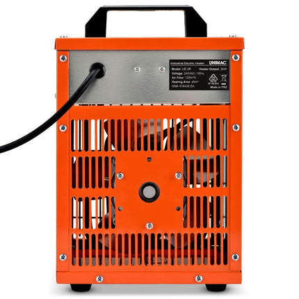 UNIMAC 2kW Industrial Electric Fan Heater, 2 Heat Settings, Fast Heating, Compact Portable Box Design for Workshop and Garage Use 4