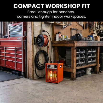 UNIMAC 2kW Industrial Electric Fan Heater, 2 Heat Settings, Fast Heating, Compact Portable Box Design for Workshop and Garage Use 5