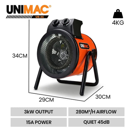 UNIMAC 3kW Electric Space Heater 15A 2