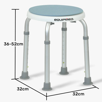 Equipmed Shower Chair Bath Stool, with 360-degree Swivel Rotating Seat for Elderly, White/Blue 2