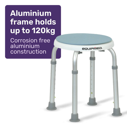 Equipmed Shower Chair Bath Stool, with 360-degree Swivel Rotating Seat for Elderly, White/Blue 3