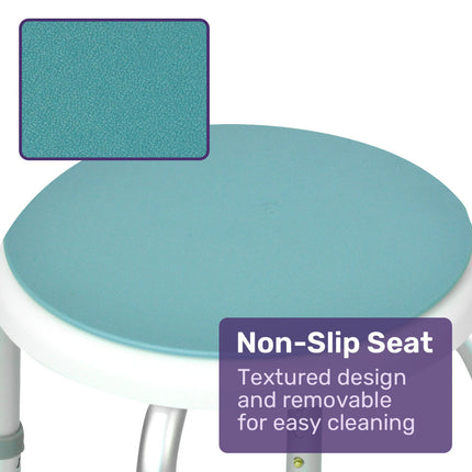 Equipmed Shower Chair Bath Stool, with 360-degree Swivel Rotating Seat for Elderly, White/Blue 6