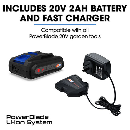POWERBLADE HH4 20V Cordless Electric Hedge Trimmer Kit, with Lithium Battery and Fast Charger 10