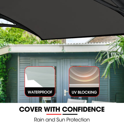 SHADE SHIELD 1x1m Aluminium Exterior Awning, Black DIY External UV Rain Protection Grey Tinted Polycarbonate Canopy Cover 3