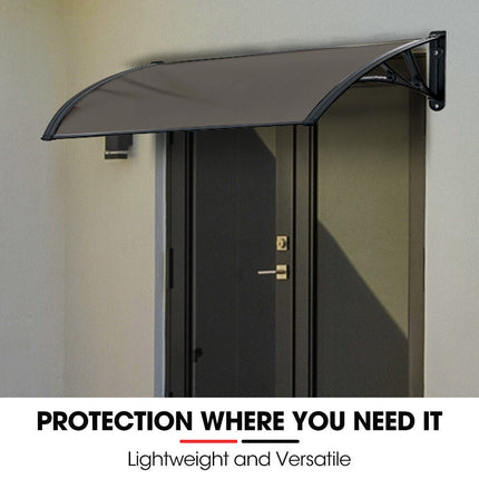 SHADE SHIELD 1x1m Aluminium Exterior Awning, Black DIY External UV Rain Protection Grey Tinted Polycarbonate Canopy Cover 4
