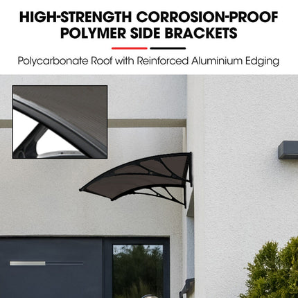 SHADE SHIELD 1x1m Aluminium Exterior Awning, Black DIY External UV Rain Protection Grey Tinted Polycarbonate Canopy Cover 5