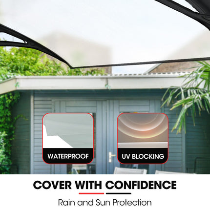 SHADE SHIELD 2x1m Aluminium Exterior Awning, Black DIY External UV Rain Protection Clear Polycarbonate Canopy Cover 3
