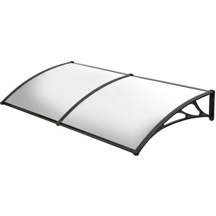 SHADE SHIELD 2x1m Aluminium Exterior Awning, Black DIY External UV Rain Protection Clear Polycarbonate Canopy Cover 5