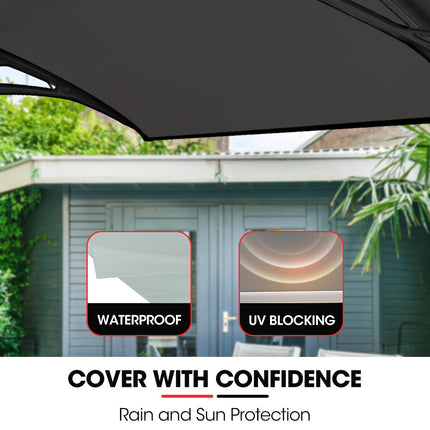 SHADE SHIELD 2x1m Aluminium Exterior Awning, Black DIY External UV Rain Protection Grey Tinted Polycarbonate Canopy Cover 3