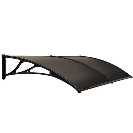 SHADE SHIELD 2x1m Aluminium Exterior Awning, Black DIY External UV Rain Protection Grey Tinted Polycarbonate Canopy Cover 5