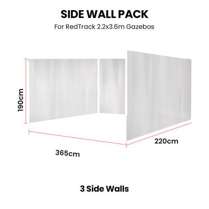 RED TRACK 3x Side Walls for 2.2x3.6m Gazebo, White 2