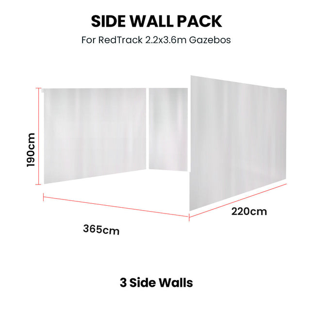 RED TRACK 3x Side Walls for 2.2x3.6m Gazebo, White 2