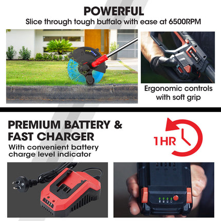 Baumr-AG 20V Cordless Line Trimmer Whipper Snipper Electric Garden Tool, 2.0Ah Lithium Battery Charger 6